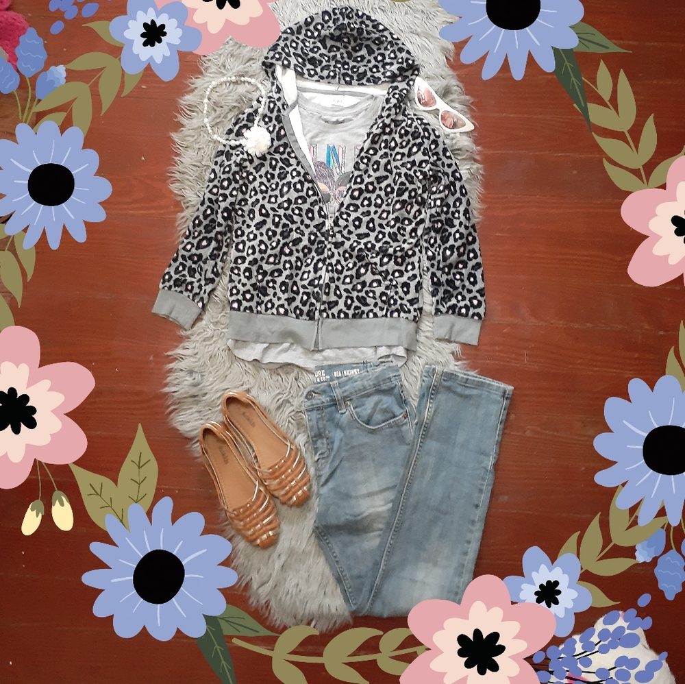 Velour Leopard Zipup Hoodie